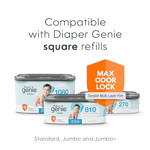 Diaper Genie Select Pail Gift Set Lily White - Stainless Steel Diaper Disposal with 2 Jumbo Refills