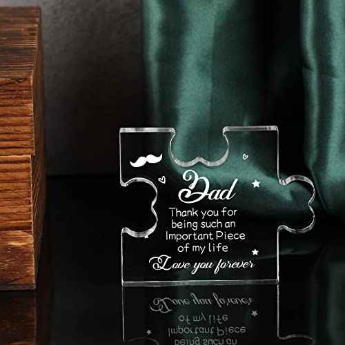 Funnli Dad Birthday Gifts Acrylic Puzzle Plaque, Gifts for Dad from Daughter, Birthday Gifts for Dad Desk Decorations, Christmas Valentines Day Wedding Card Gifts for Dad
