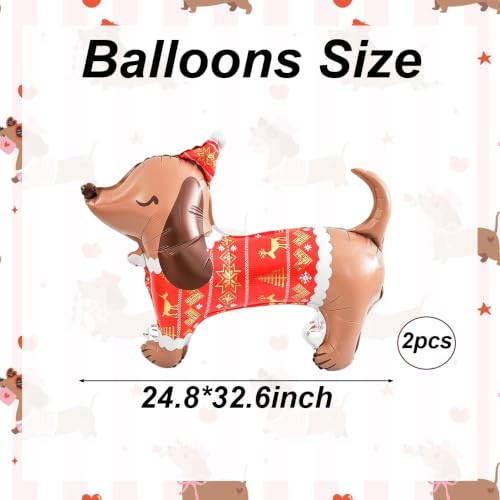Christmas Dachshund Dog Balloons - 2 Pack Festive Puppy Party Decor