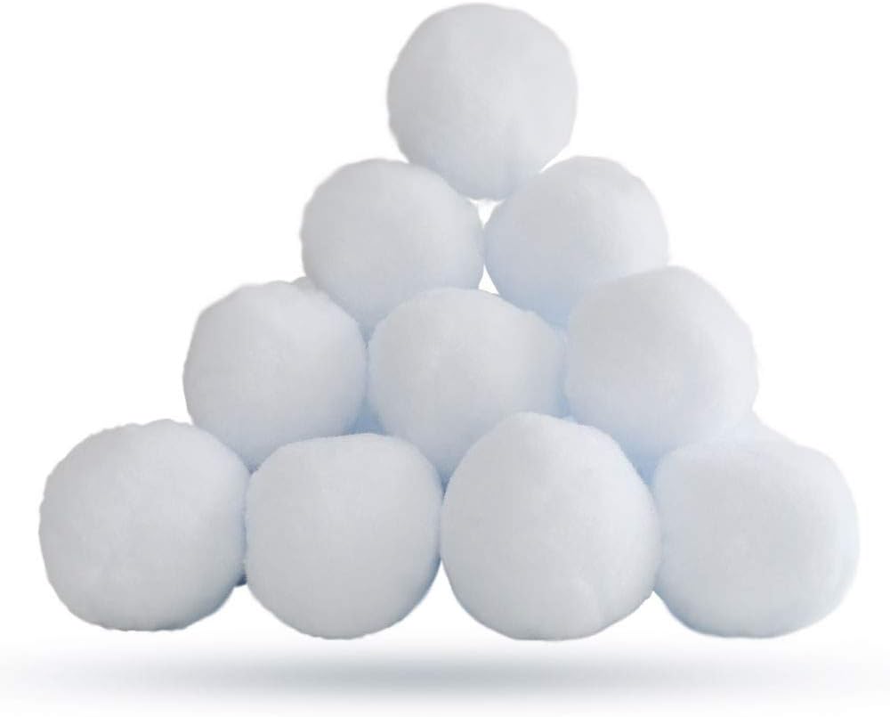 YBB 20 Pack Christmas Fake Snow Balls - 2 Inch Realistic Plush Balls for Winter Decor & Snow Games