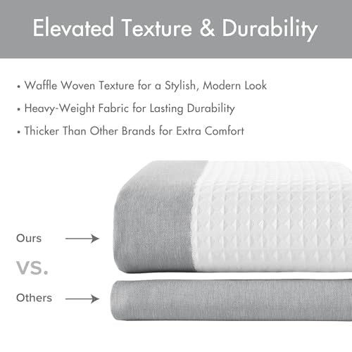 Stripe Grey Waffle Shower Curtain with 3M Water Repellent - 72x72 Inches