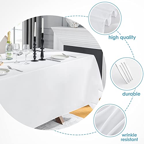 VidaFete 10 Pack White Rectangle Tablecloth 90x156 Inch for 6ft & 8ft Tables - Classic Polyester