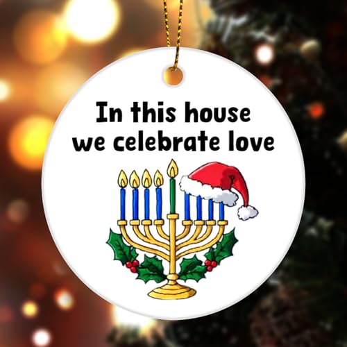 LOVELLOY Hanukkah Christmas Ornament Gift for Women - Blue Ceramic Jewish Holiday Decoration