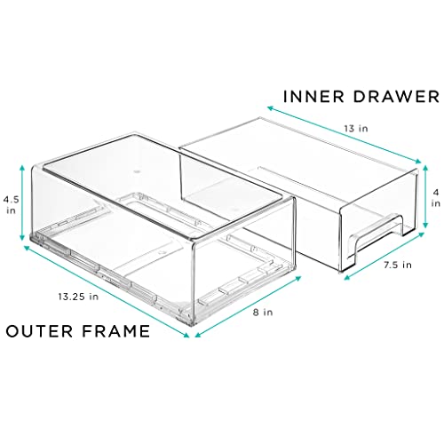 Sorbus Clear Stackable Refrigerator Drawer Organizers - Medium, 2 Pack
