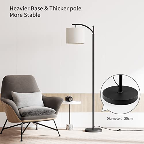 SUNMORY Arc Floor Lamp with Remote Control & 9W Bulb - Black, Dimmable, Rotatable