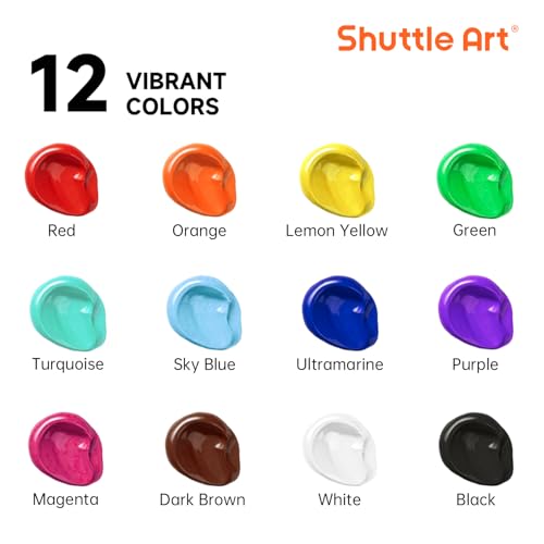 Acrylic Paint Set 12 Colors - 8.45oz Bulk Painting Supplies for Artists, Kids & Crafts - Variation of 12 Colors / 8.45 Fl Oz