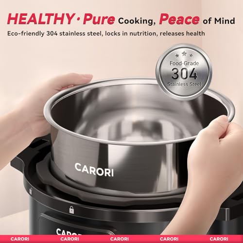 CARORI 8 Qt 1200W 12-in-1 Electric Pressure Cooker Stainless Steel Black