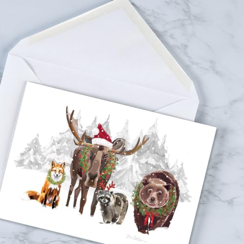 Current Forest Folk Christmas Greeting Cards Set of 18 with Envelopes – Folded 5x7