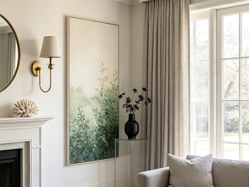 Set of 2 Brass Linen Fabric Shade Wall Sconces - Antique Industrial Style