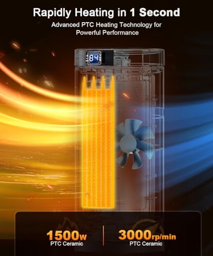 Portable Space Heater with Oscillation & Digital Thermostat - 1500W Indoor Heating