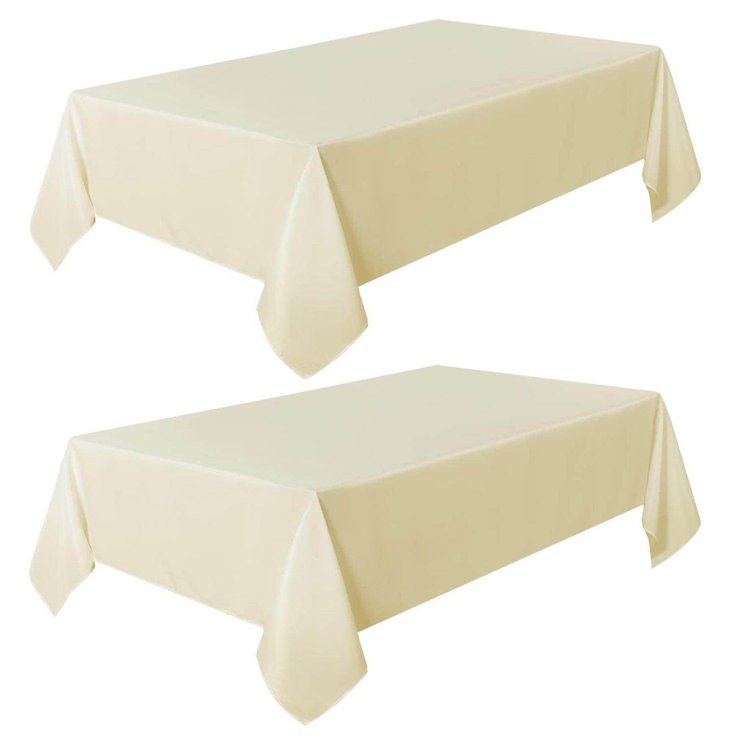 sancua 2 Pack Beige Tablecloth 60 x 84 Inch, Rectangle 4 Feet Table Cloth - Stain and Wrinkle Resistant Washable Polyester Table Cover for Dining Tables, Buffet Parties and Camping