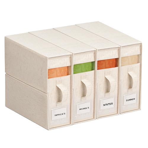 Off-White Cotton Linen Sheet Organizer Set 4 Pack - Durable Closet Storage