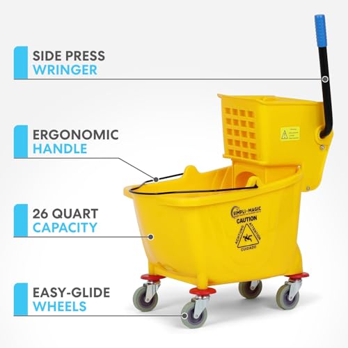 SIMPLI-Magic 2-Pack 26 Quart Commercial Mop Buckets with Wringer, Yellow