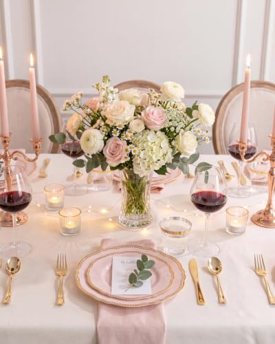 Pink and Gold Disposable Plates Set for Wedding & Party - 50 Guests - Variation of THIS listing