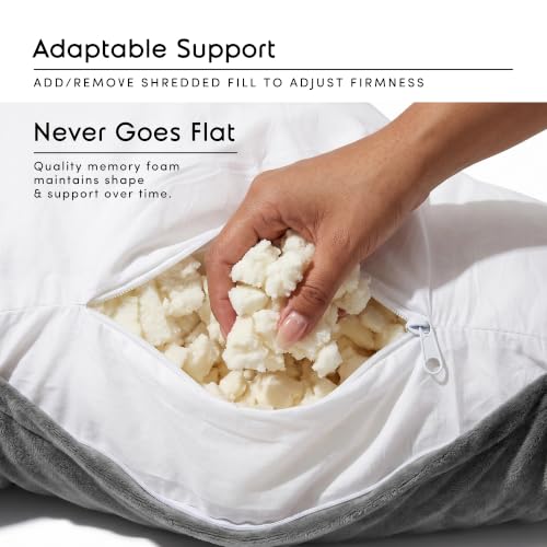 Nestl 18-Inch Reading Pillow with Memory Foam Support, Dark Grey – Bed & Couch Backrest