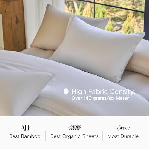 DOZ Organic Bamboo Duvet Cover Set Snow King/Cal King - Cooling, Soft, High GSM