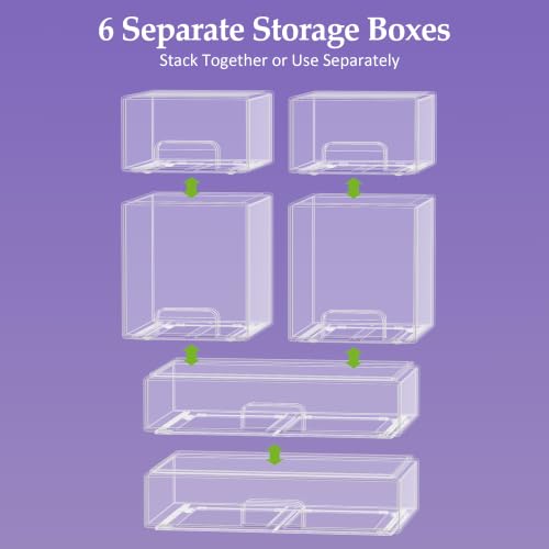Yasali 6-Pack Stackable Baby Bottle Organizer Storage Drawer - Clear, Space-Saving