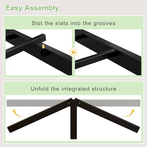 Queen Bed Frame with Headboard and Footboard - 12 Inch Metal Platform Bed, Stable & Easy Assembly - Black