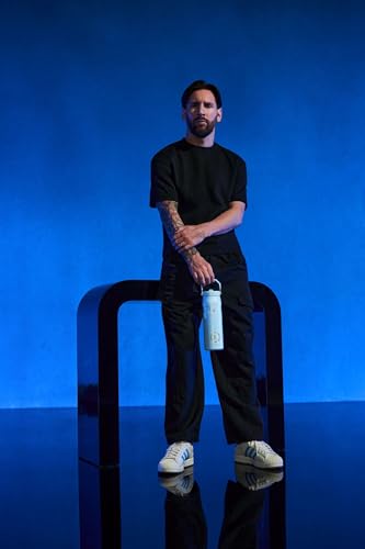 Hydrating 24 oz Stainless Steel Flip Straw Water Bottle - Messi Blue
