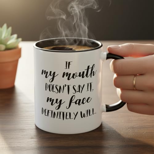 Funny Black Ceramic Coffee Mug 11 oz Gag Gift for Coworkers & Office, Women Men