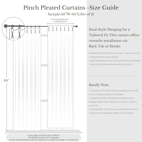NICETOWN Vintage Olive Dark Green Pinch Pleated Linen Curtains - 40"W x 90"L, Pack of 2