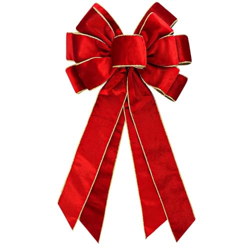 CHMOART Red Velvet Christmas Wreath Bow 20 x 11 Inches Front Door Decor