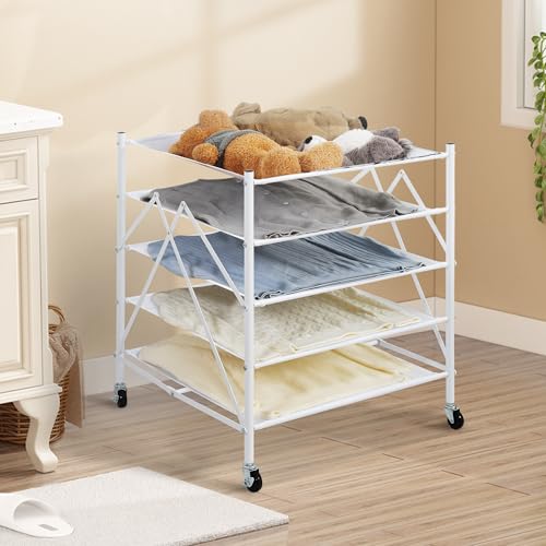 Storage Maniac 5-Tier Mesh Foldable Sweater Drying Rack - Portable Indoor Outdoor Laundry Organizer