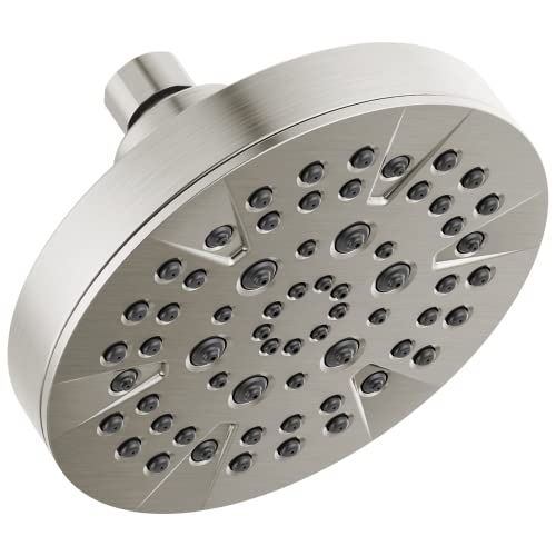 Delta 6-Setting Brushed Nickel Fixed Shower Head - Stainless, 6 Inch, 1.75 GPM
