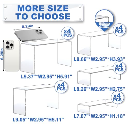 Aheroi 20Pcs Clear Acrylic Risers Display Stands Set - 5 Sizes, Versatile & Durable