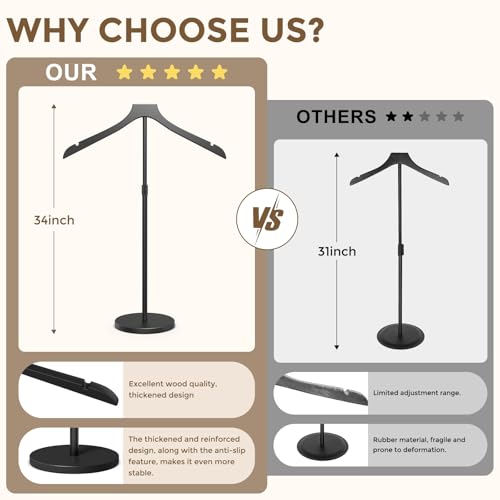 Black Mannequin Torso Display Stand - Adjustable 20-34 Inch 2 Pack