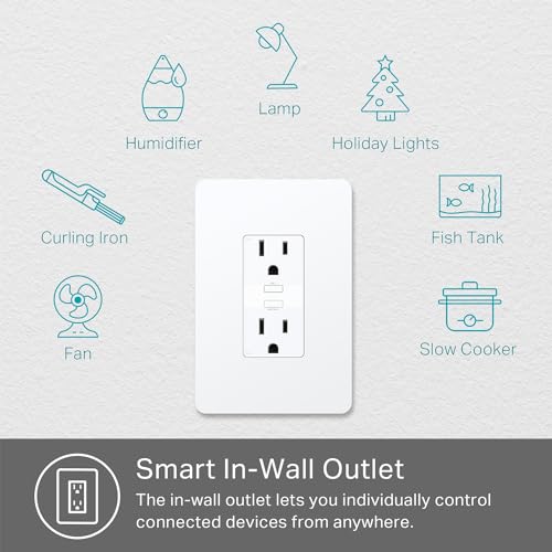 Kasa Smart KP200 In-Wall Wi-Fi Outlet - White Smart Home Power Socket