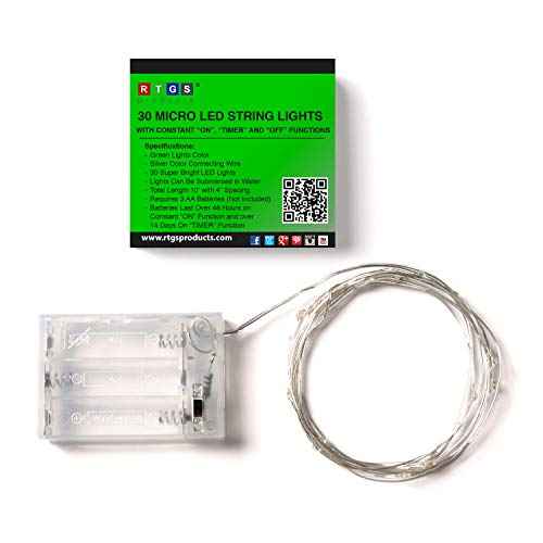 30 LEDs Green Color String Lights Silver Wire Indoor and Outdoor 9.5 Feet Firefly Starry Fairy Lights Battery Powered for DIY, Christmas, Holidays, Party, Bedroom and Centerpieces