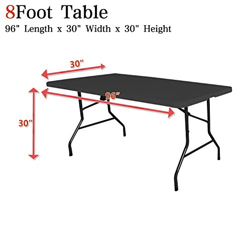 Obstal 8ft Stretch Spandex Table Cover for Standard Folding Tables - Universal Rectangular Fitted Tablecloth Protector for Party （Orange, 96 Length x 30 Width x 30 Height Inches）