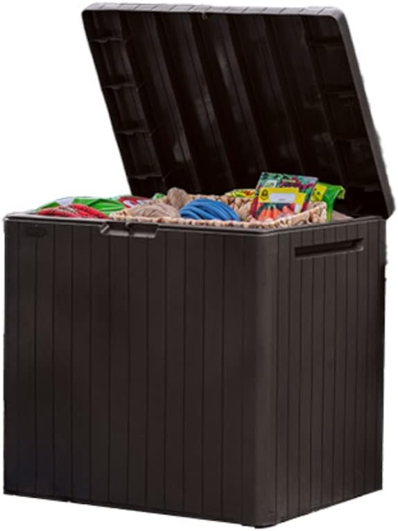 Keter City 30 Gallon Resin Outdoor Storage Box - Versatile Patio Furniture & Garden Organizer | Brown