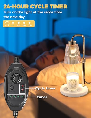 Marble Candle Warmer Lamp White with Cycle Timer - Dimmable Wax Melter