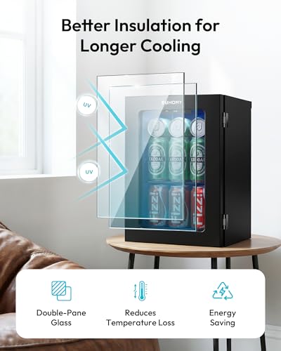 EUHOMY 24 Can Mini Fridge - 18L Beverage Cooler with Quiet Compressor