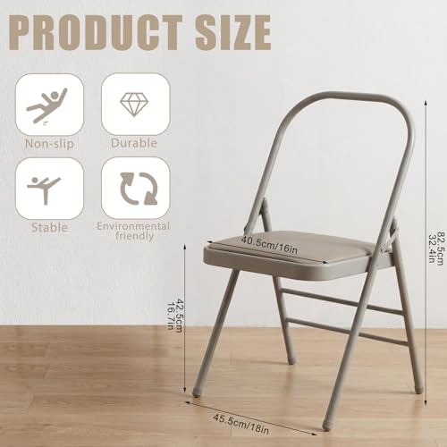 Grey RattanView Yoga Auxiliary Chair with Lumbar Support - Backless, Foldable