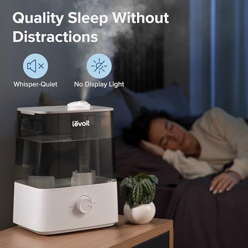 Levoit Ultrasonic Top Fill Humidifier with 6L Tank & Knob Control - Gray