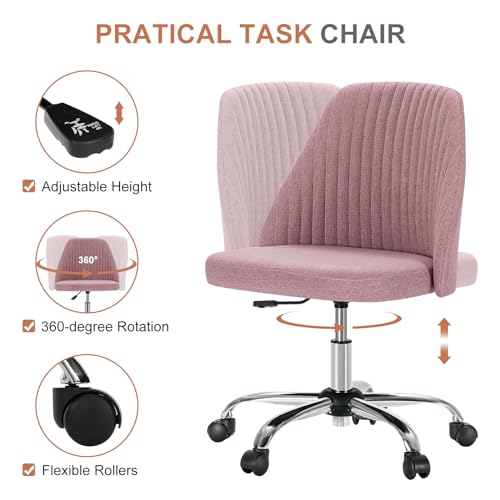 DUMOS Blush Home Office Vanity Chair with Adjustable Height & 360° Swivel
