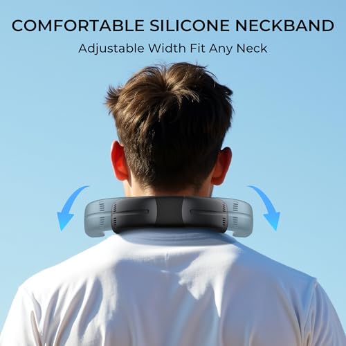 Portable Neck Fan with Ice Cooling Plate - 3 Speed Hands-Free Personal Cooler, 5000mAh Battery, Black