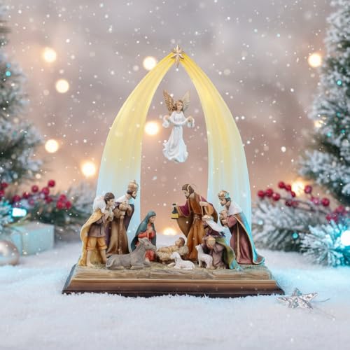 Comfy Hour 12.5-Inch Nativity Scene - Hand-Painted Resin Christmas Display