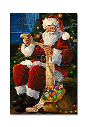 Santa Reading Wishes Christmas Wall Art — 24x36in Canvas Print