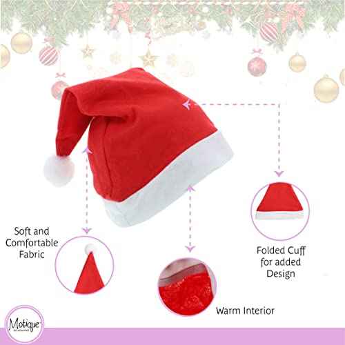 Motique Accessories Christmas Hat with Glitter Xmas Santa Holiday Hat for Teens & Adults