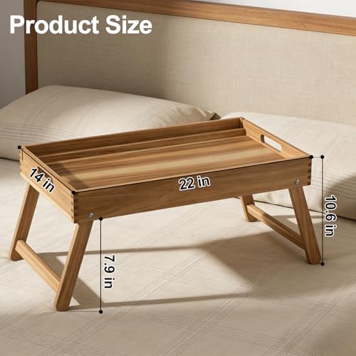 Acacia Wood Folding Bed Tray Table - Extra Large Breakfast in Bed Surface