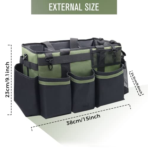 Green Wearable Cleaning Caddy Organizer with Handle & Shoulder Straps for Housekeepers, Home, Car, & Kitchen