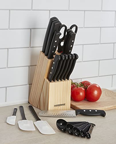 Farberware 22-Piece Knife Block Set - Never Needs Sharpening, High Carbon Stainless Steel