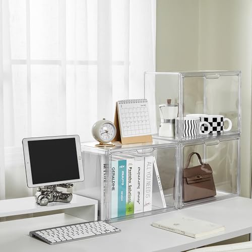 X-Large Acrylic Display Case 5-Pack Stackable Storage Bins with Lids - Clear