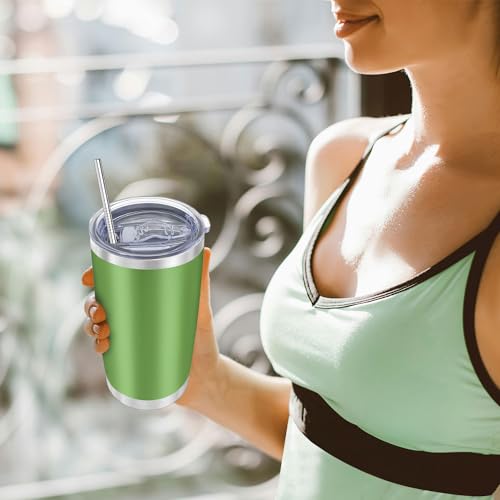 YOUKE OLA 16 Pack 20oz Insulated Stainless Steel Tumblers with Lids & Straws