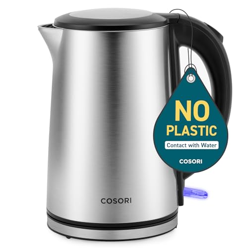 Stainless Steel Electric Kettle 1.5L - Plastic-Free Interior, Double-Wall Design
