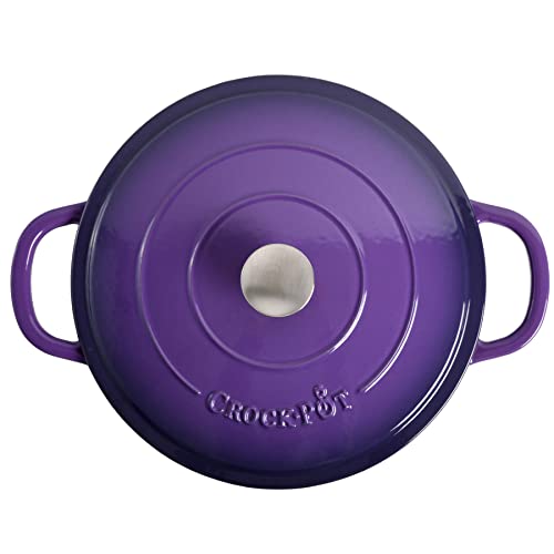 Crock-Pot Artisan 5 Quart Enamel Cast Iron Braiser with Lid Lavender Purple